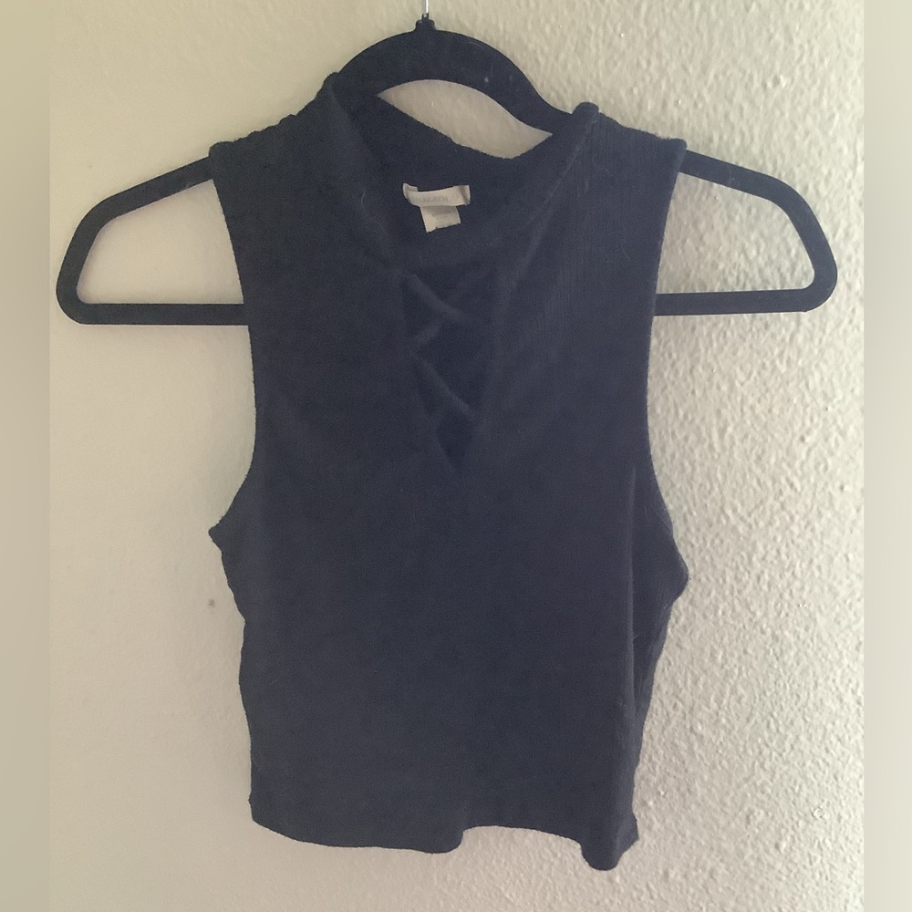 Black high neck crop top